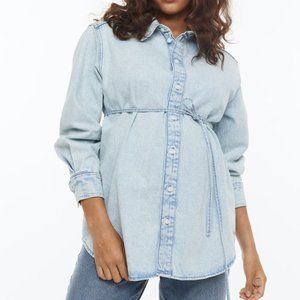 H&M MAMA Tie-belt Denim Shirt Maternity sz Medium
